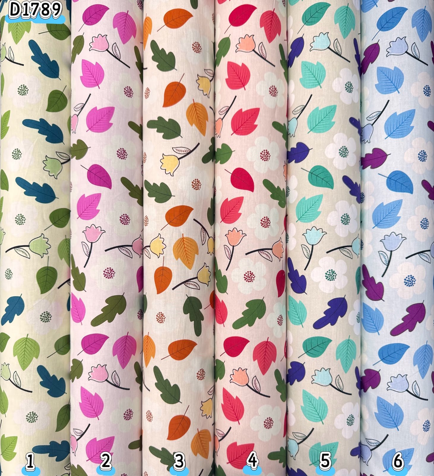 Kain kapas cotton Vietnam, kod D1789, pilihan warna mengikut nombor dalam foto