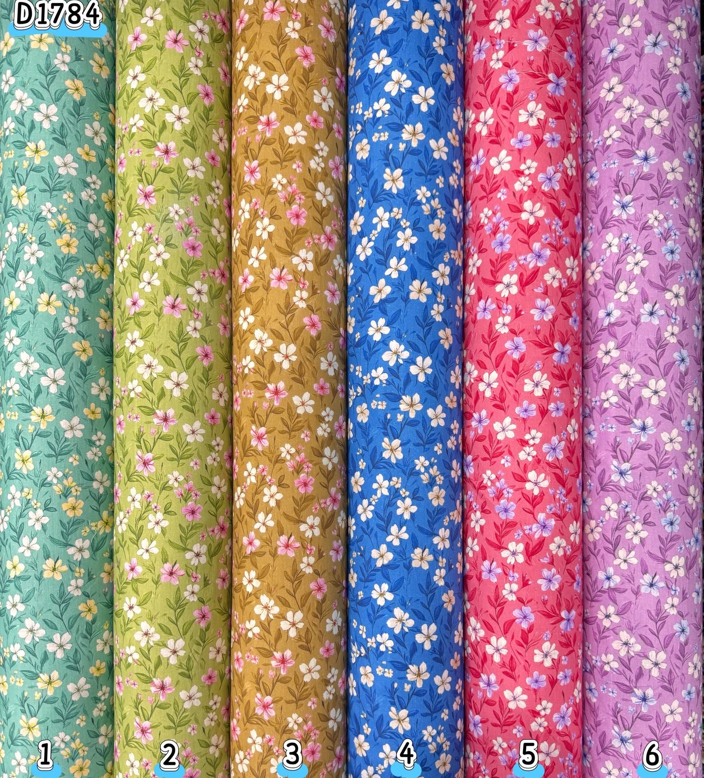 Kain kapas cotton Vietnam, kod D1784, pilihan warna mengikut nombor dalam foto
