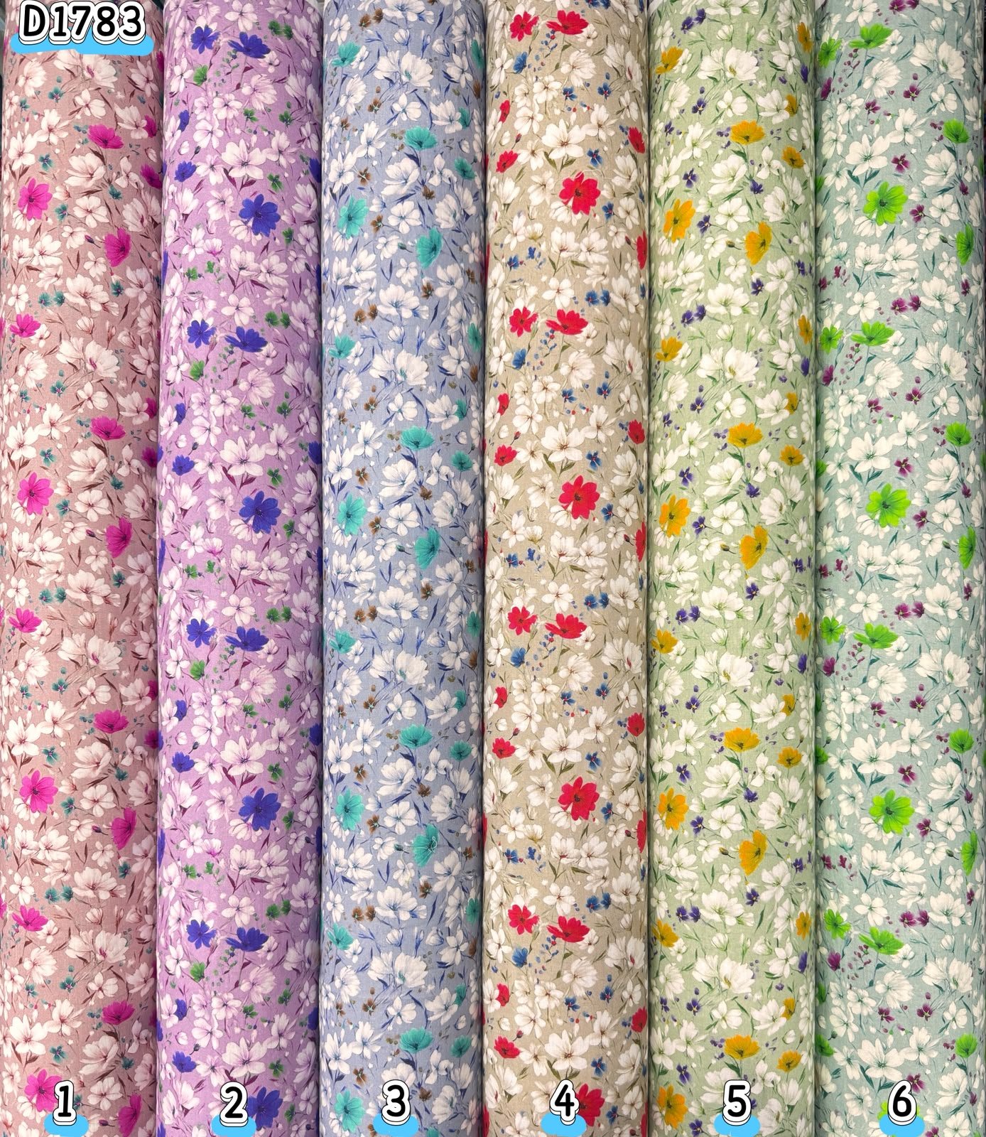 Kain kapas cotton Vietnam, kod D1783, pilihan warna mengikut nombor dalam foto