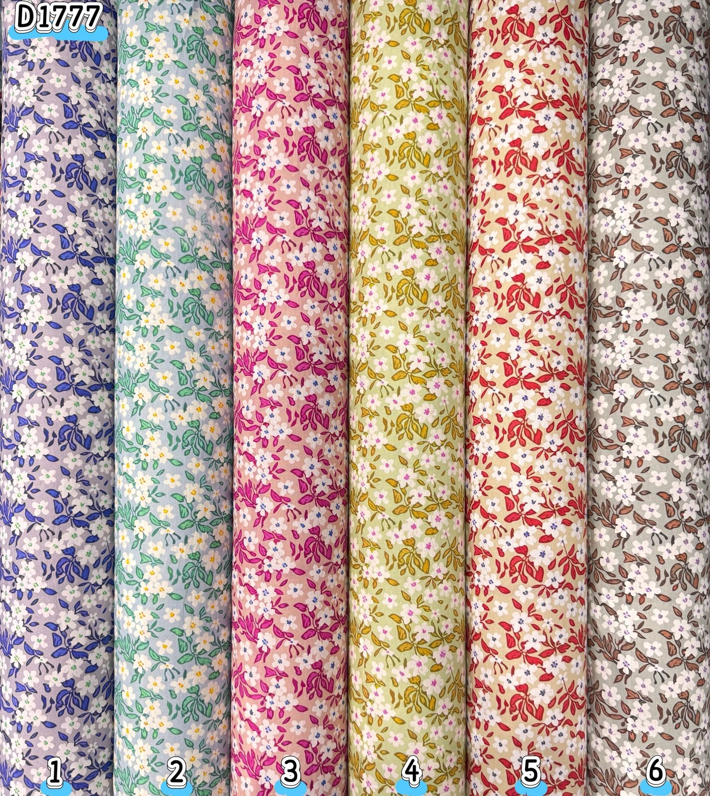 Kain kapas cotton Vietnam, kod D1777, pilihan warna mengikut nombor dalam foto