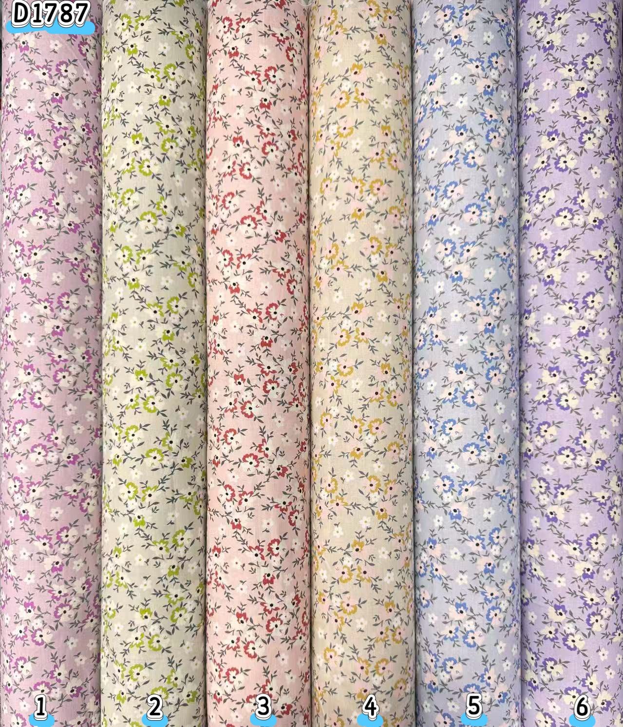 Kain kapas cotton Vietnam, kod D1787, pilihan warna mengikut nombor dalam foto