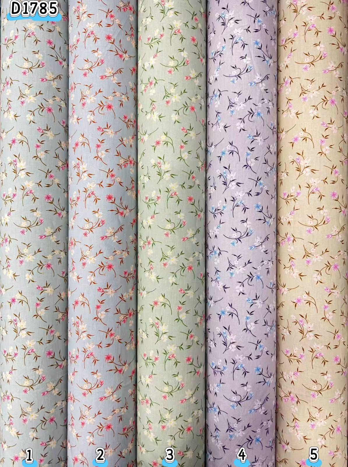 Kain kapas cotton Vietnam, kod D1785, pilihan warna mengikut nombor dalam foto