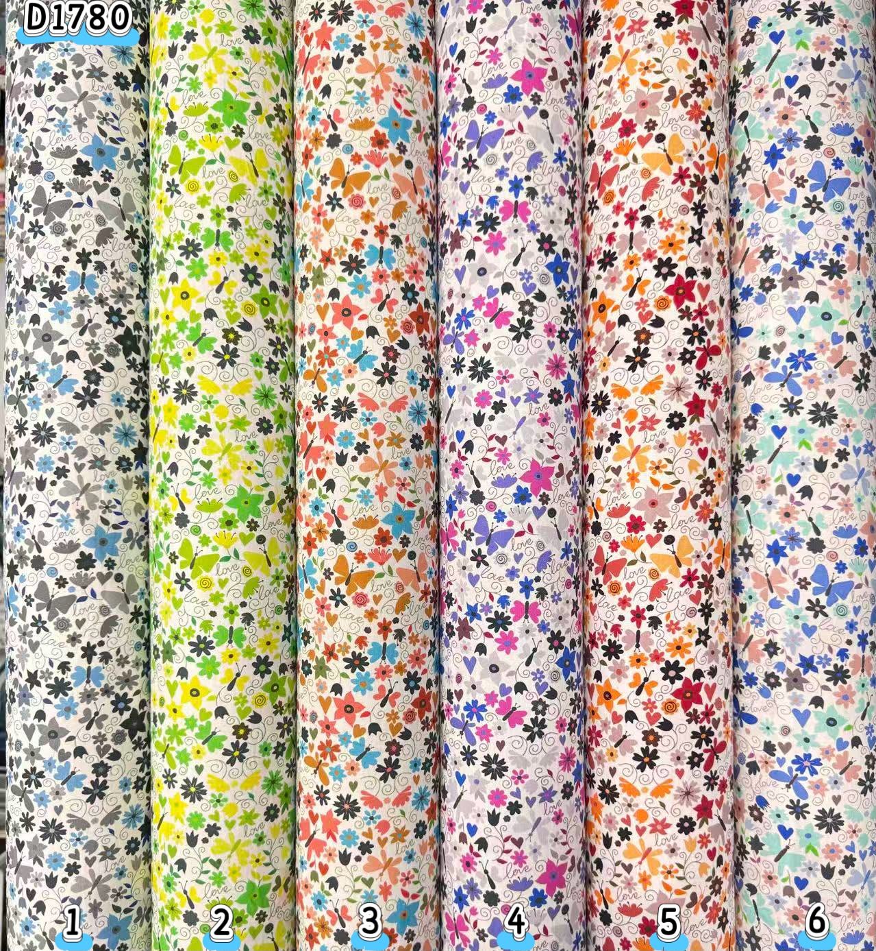 Kain kapas cotton Vietnam, kod D1780, pilihan warna mengikut nombor dalam foto