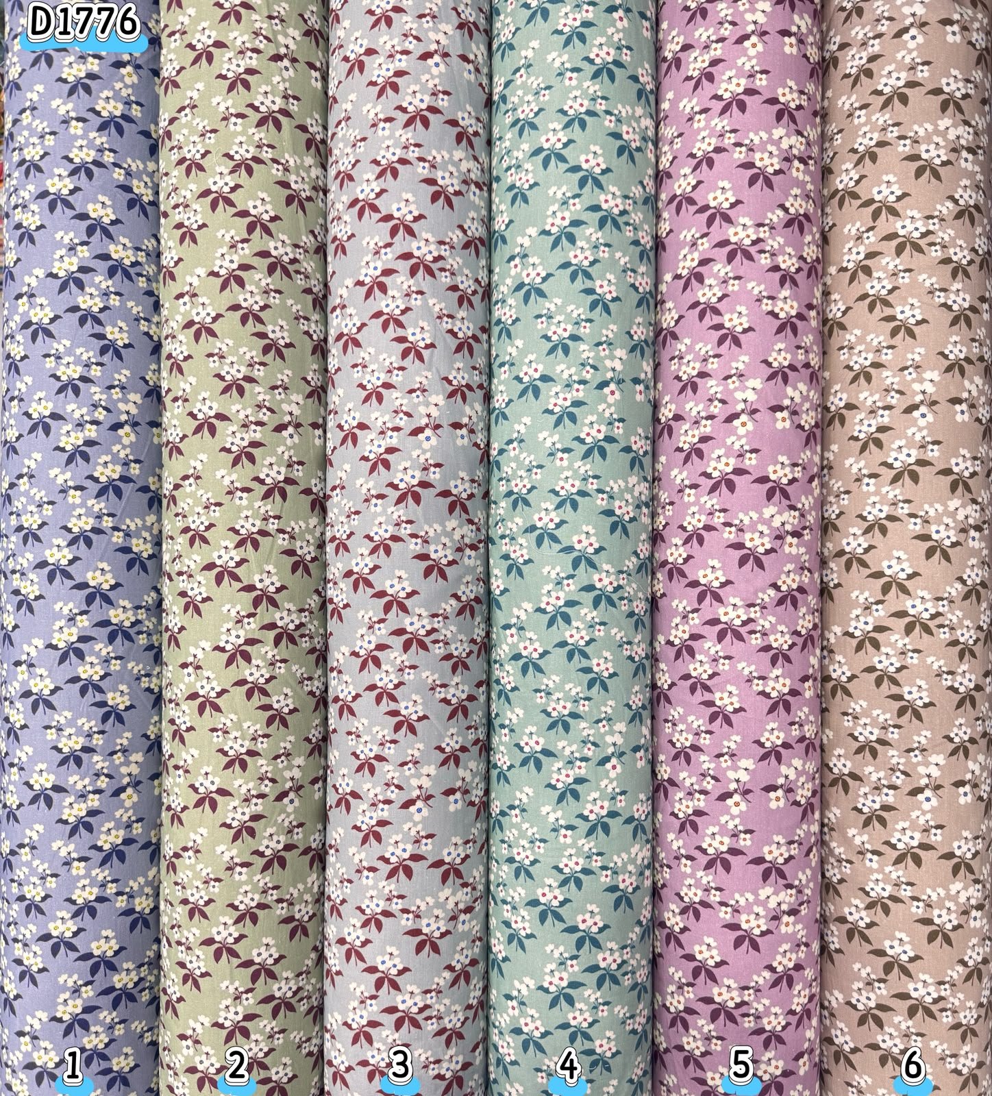 Kain kapas cotton Vietnam, kod D1776, pilihan warna mengikut nombor dalam foto