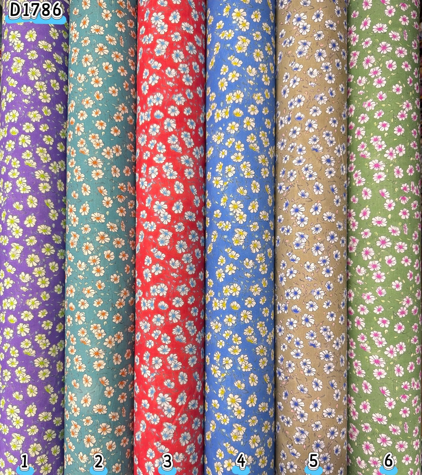 Kain kapas cotton Vietnam, kod D1786, pilihan warna mengikut nombor dalam foto