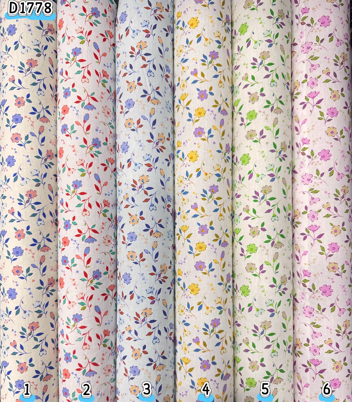 Kain kapas cotton Vietnam, kod D1778, pilihan warna mengikut nombor dalam foto