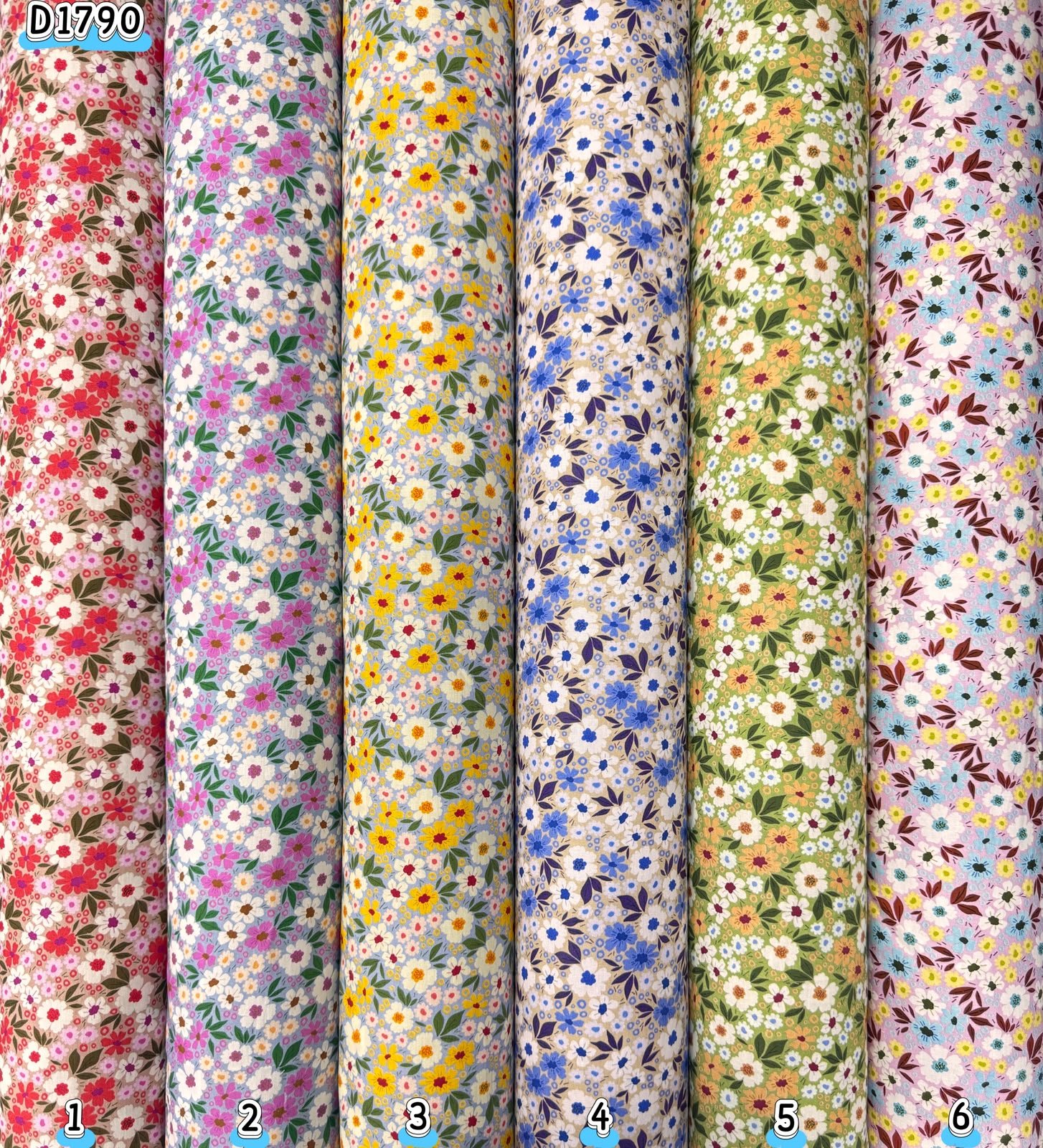 Kain kapas cotton Vietnam, kod D1790, pilihan warna mengikut nombor dalam foto