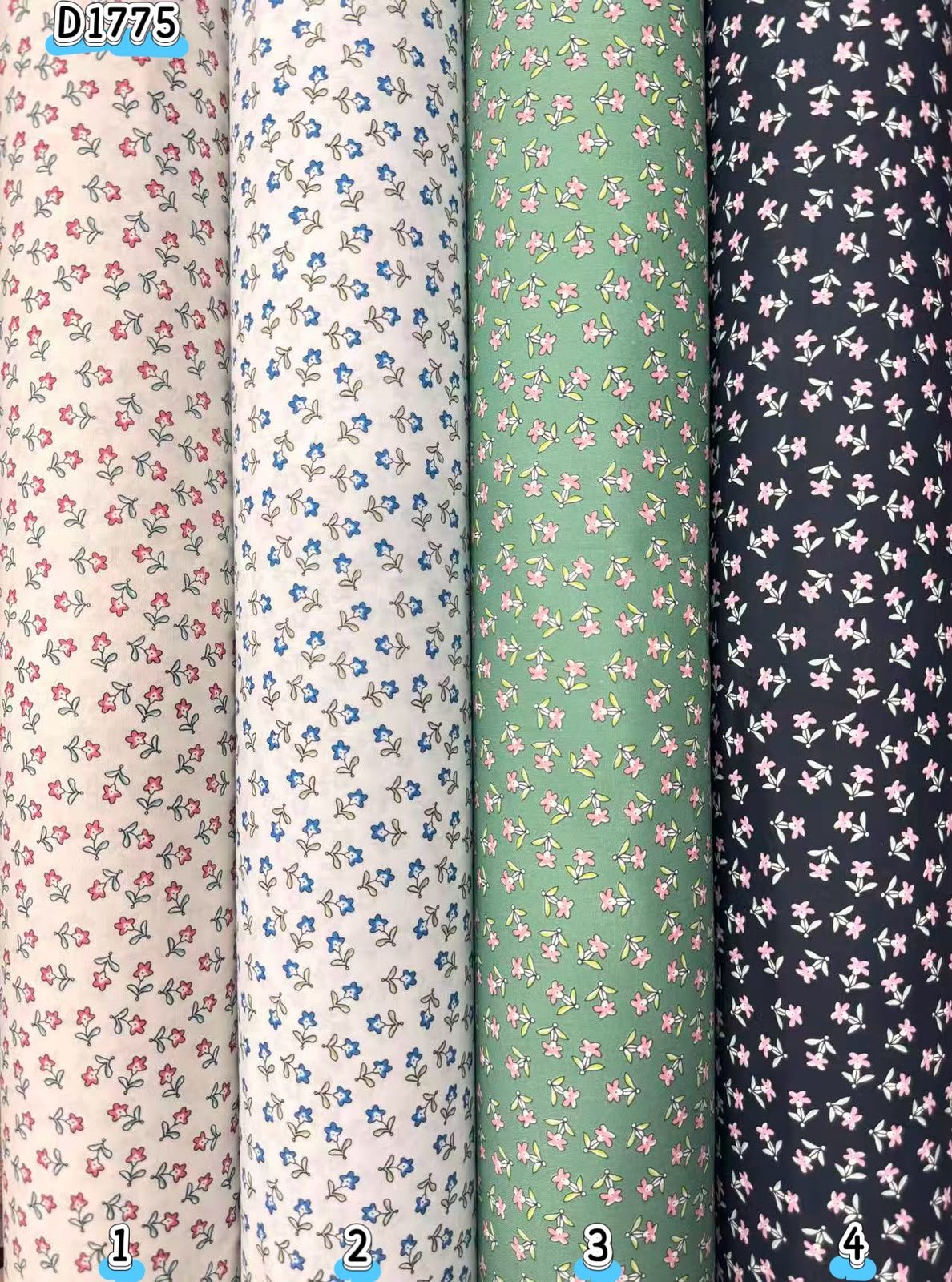 Kain kapas cotton Vietnam, kod D1775, pilihan warna mengikut nombor dalam foto