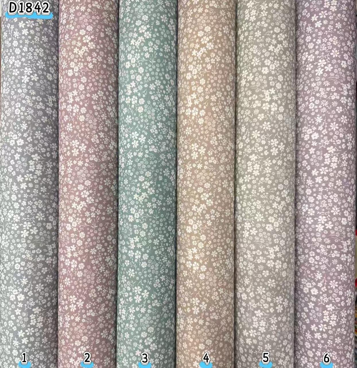 Kain kapas cotton Vietnam, kod D1842, pilihan warna mengikut nombor dalam foto