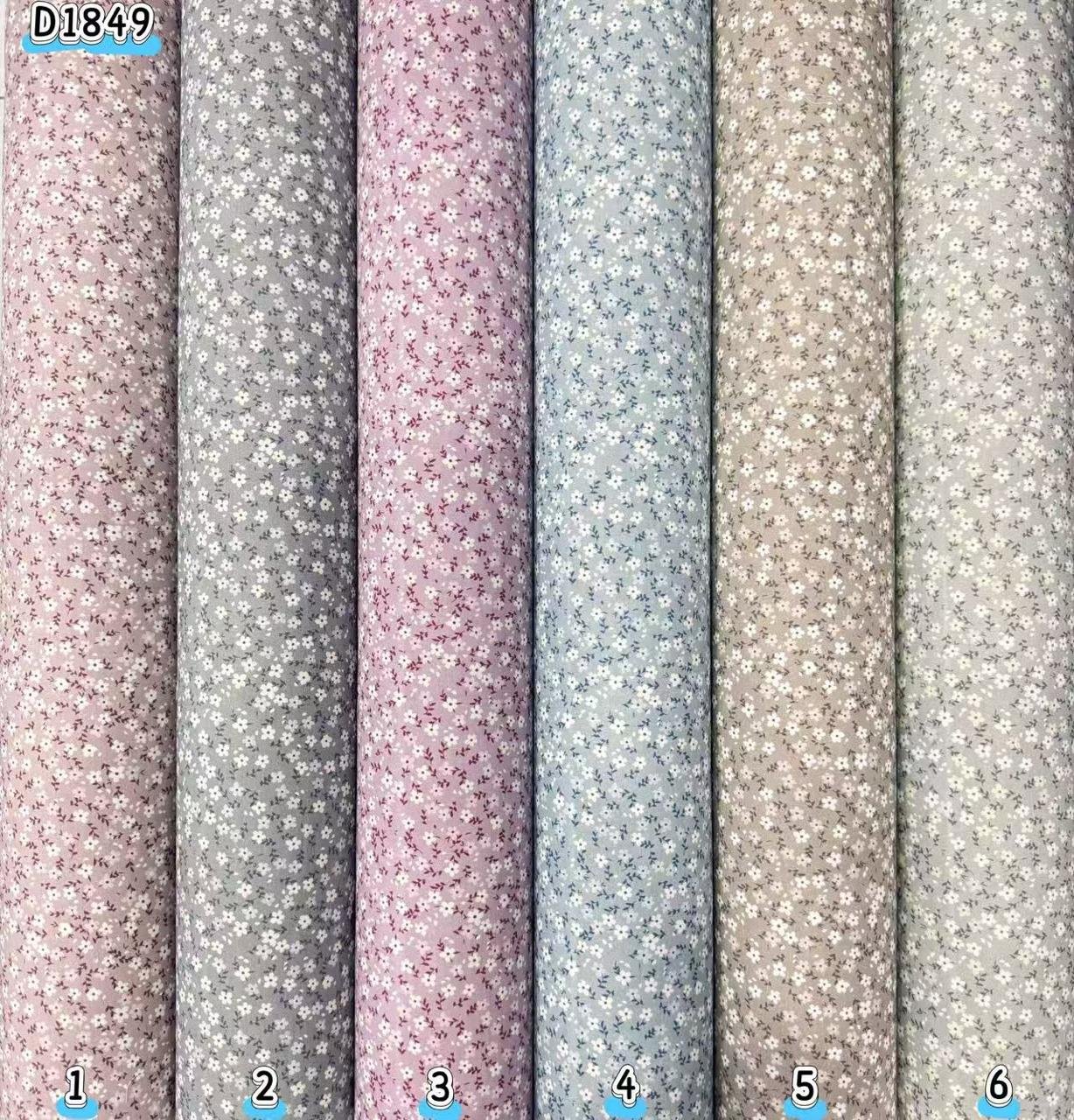 Kain kapas cotton Vietnam, kod D1849, pilihan warna mengikut nombor dalam foto