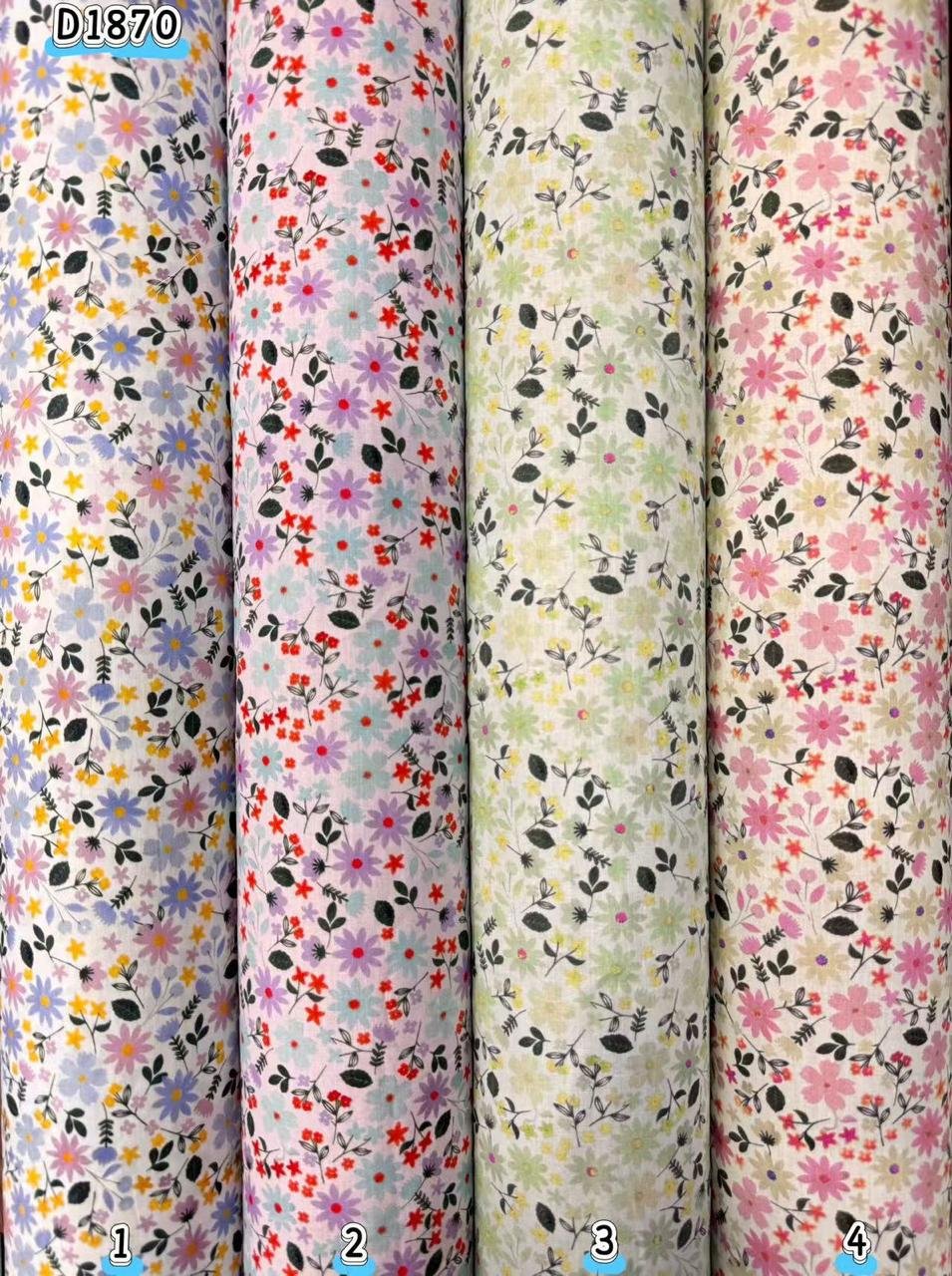 Kain kapas cotton Vietnam, kod D1870, pilihan warna mengikut nombor dalam foto