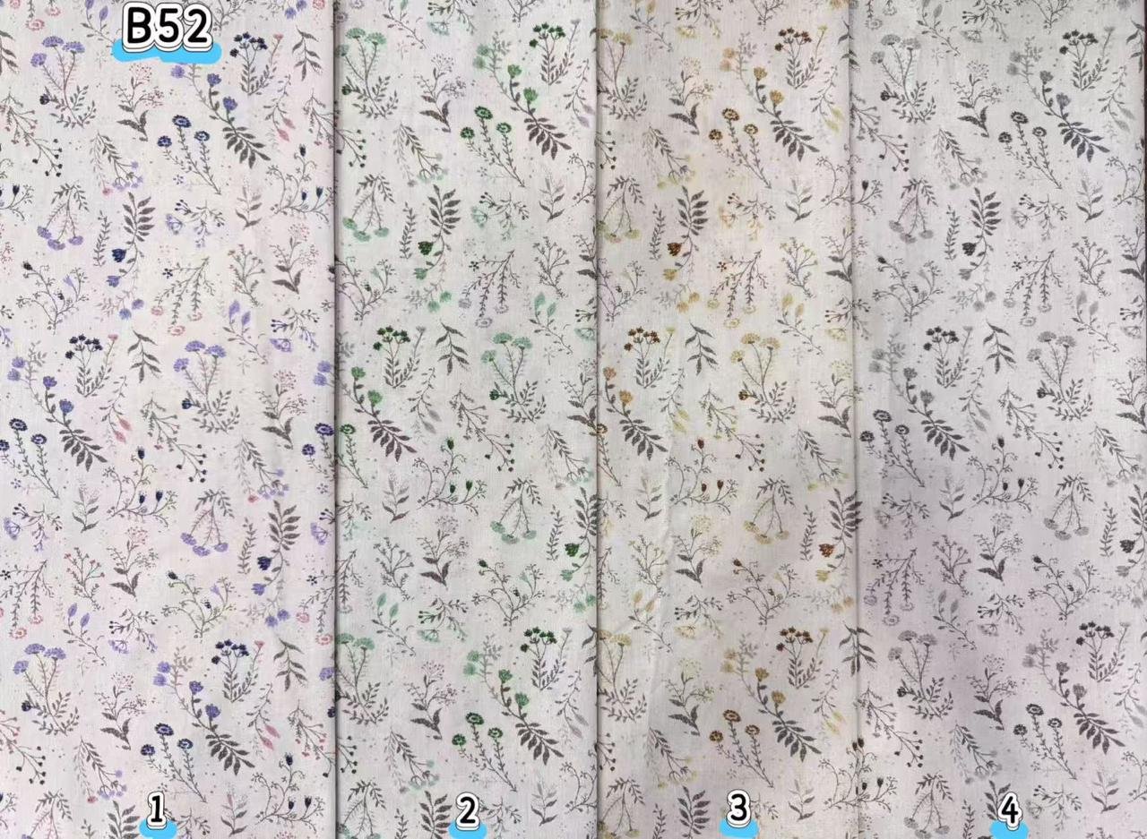 Kain kapas cotton Vietnam, kod B52, pilihan warna mengikut nombor dalam foto