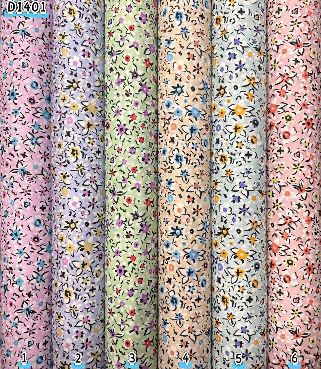Kain kapas cotton Vietnam, kod D1401, pilihan warna mengikut nombor dalam foto