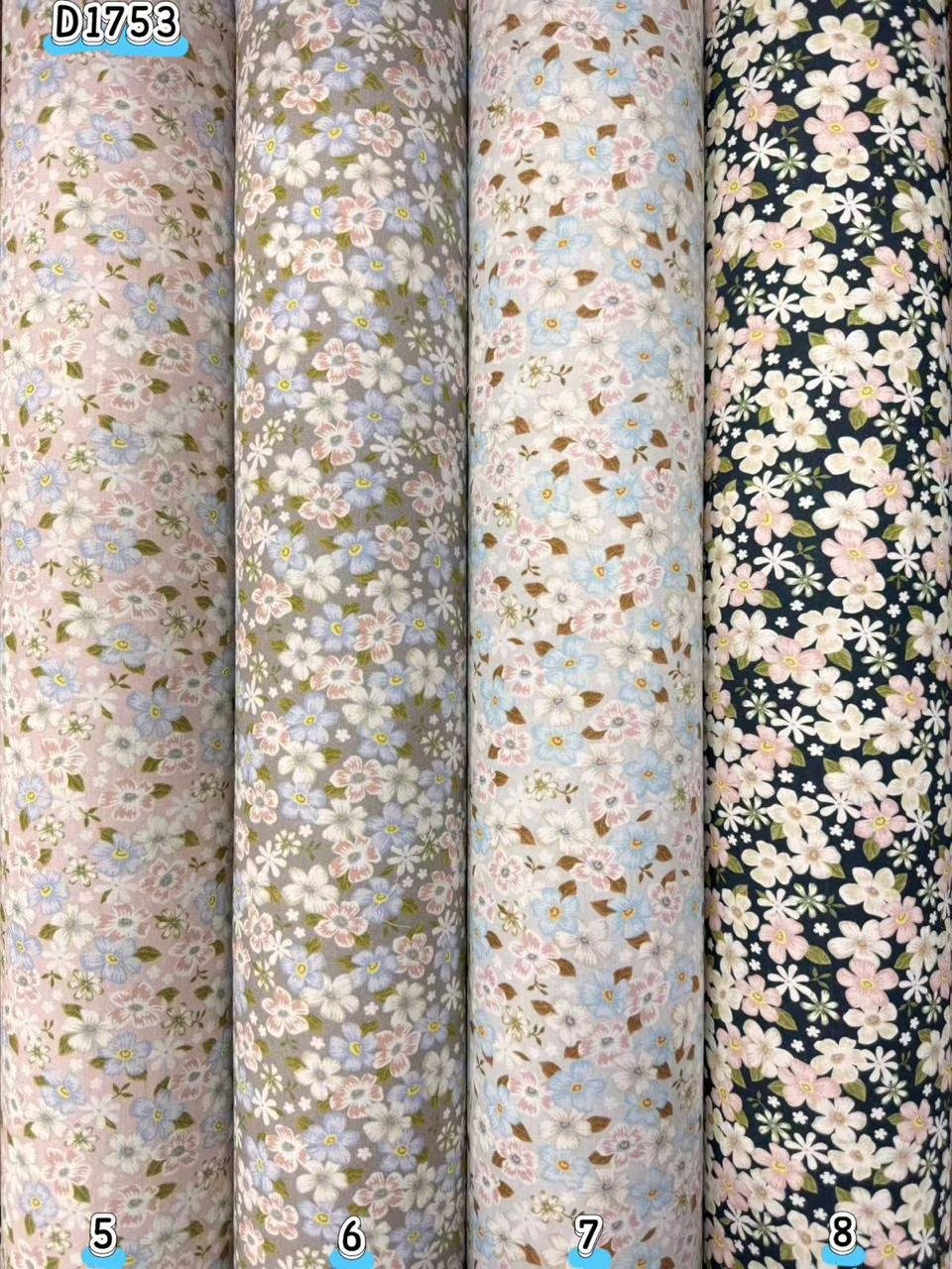 Kain kapas cotton Vietnam, kod D1753, pilihan warna mengikut nombor dalam foto