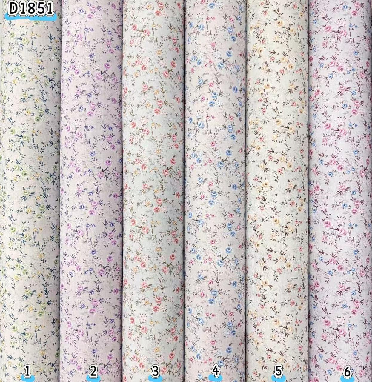 Kain kapas cotton Vietnam, kod D1851, pilihan warna mengikut nombor dalam foto