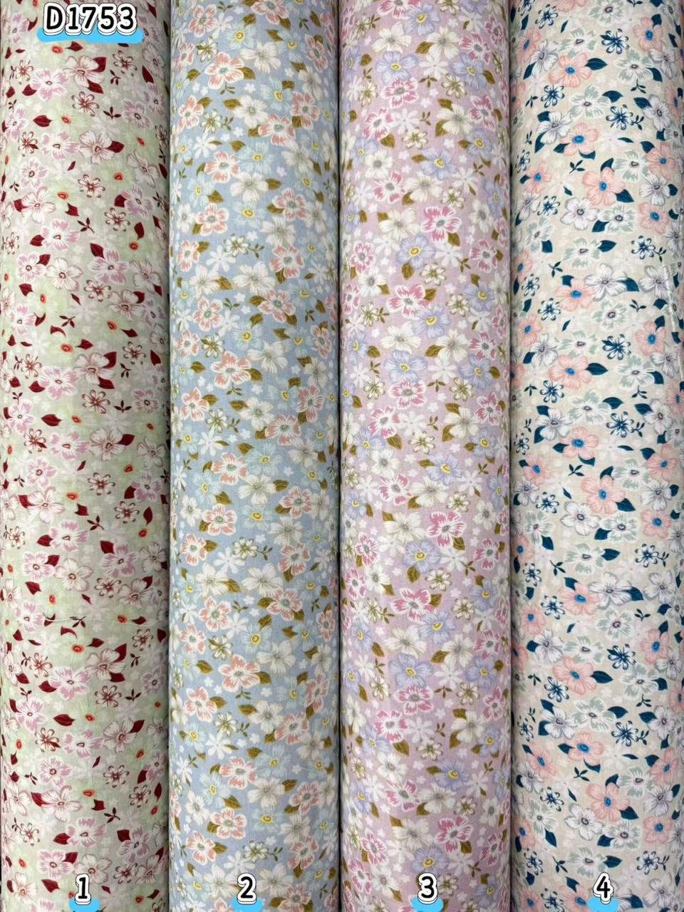 Kain kapas cotton Vietnam, kod D1753, pilihan warna mengikut nombor dalam foto